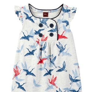 Tea Collection ruffle sleeve dress with Cranes